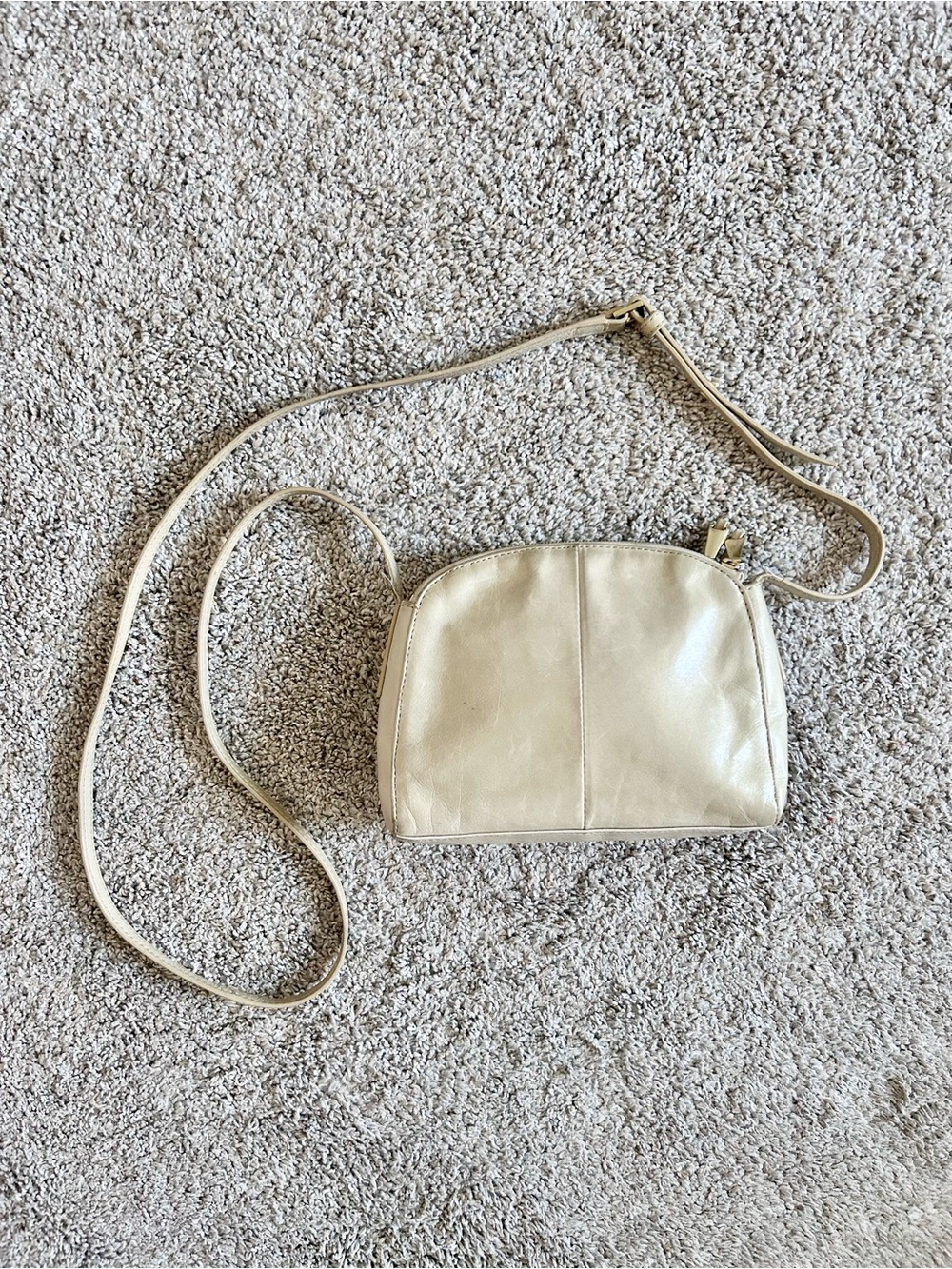 HOBO Ivory Leather Mini Crossbody Bag Three Compartments